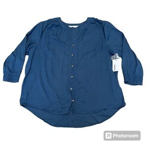 NWT Sonoma size XXL women’s blue 3/4 sleeve top